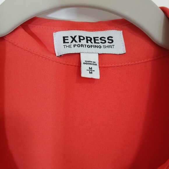 Express Portofino Shirt Women’s Medium Dark Orange Button Front Long Sleeve - Picture 7 of 8